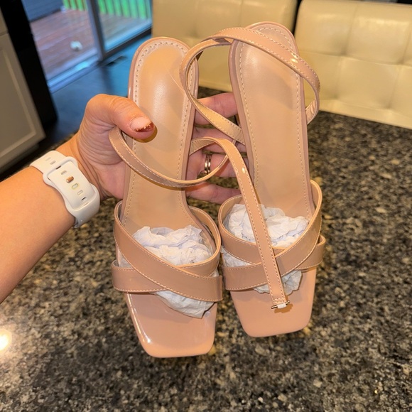 Women Platform Pyramid Heeled Sandals, Elegant Open Toe Ankle Strap Sandals - Picture 2 of 4